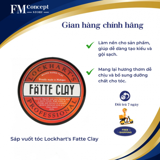 Sáp vuốt tóc Lockhart's Fatte Clay