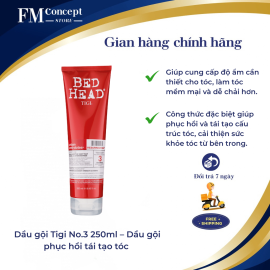 Dầu gội Tigi No.3 250ml – Dầu gội phục hồi tái tạo tóc 