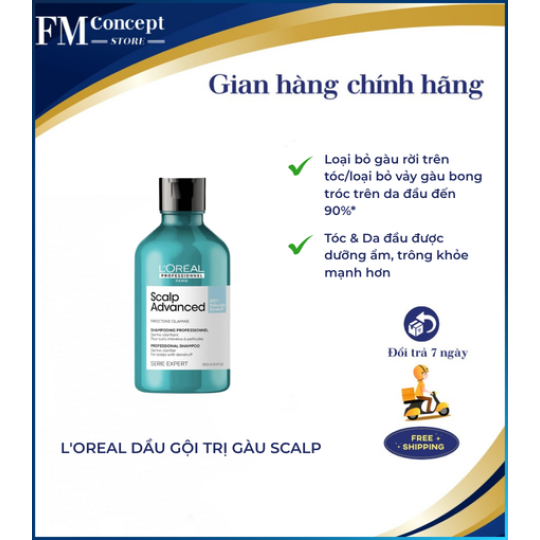 Dầu gội trị gàu L’Oréal Scalp Advanced Anti-Pelliculaire Dandruff 