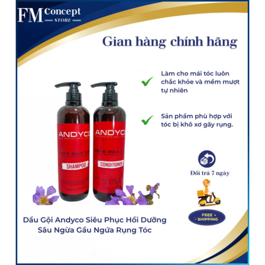 Dầu Gội Andyco Siêu Phục Hồi Dưỡng Sâu Ngừa Gầu Ngứa Rụng Tóc, Hương Nước Hoa Thơm Lâu