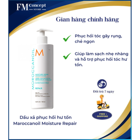 Dầu xả phục hồi hư tổn Maroccanoil Moisture Repair dành cho tóc yếu và hư tổn 1000ml