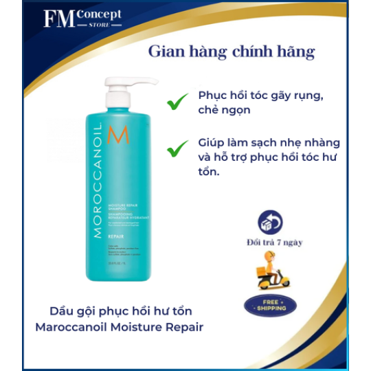 Dầu gội phục hồi hư tổn Maroccanoil Moisture Repair dành cho tóc yếu và hư tổn 250ml