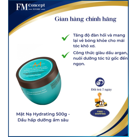 Mặt Nạ Hydrating 500g - Dầu hấp dưỡng ẩm sâu Intense Hydrating Mask dành cho tóc vừa dày vừa khô