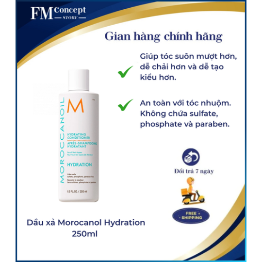 Dầu xả Morocanol Hydration 250ml dầu gội dưỡng ẩm dành cho mọi loại tóc