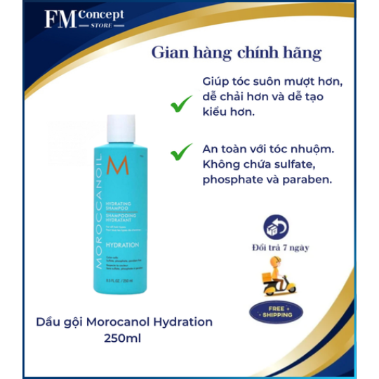 Dầu gội Morocanol Hydration 250ml dầu gội dưỡng ẩm dành cho mọi loại tóc