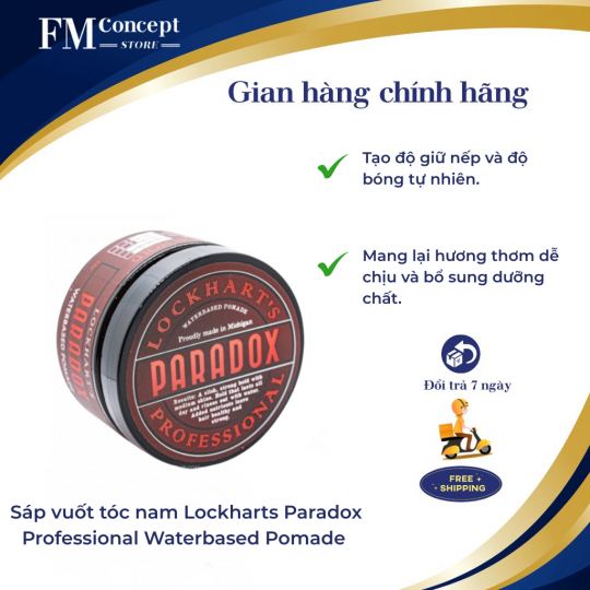 Sáp vuốt tóc nam Lockharts Paradox Professional Waterbased Pomade 