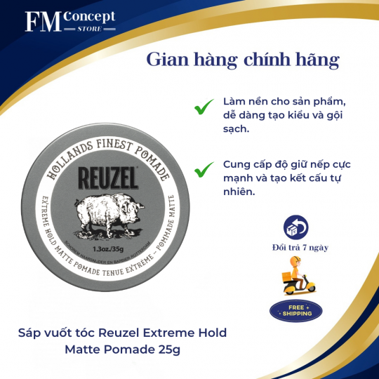 Sáp vuốt tóc Reuzel Extreme Hold Matte Pomade 25g