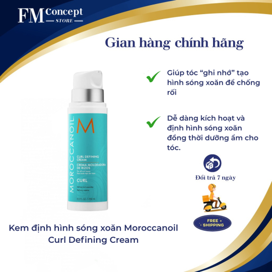 Kem định hình sóng xoăn Moroccanoil Curl Defining Cream 