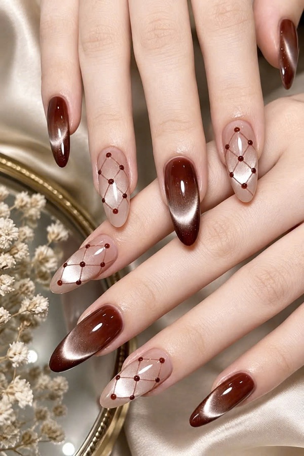 Kiểu Nail mắt mèo nâu